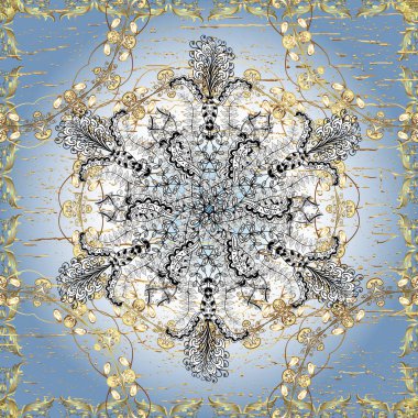 Lüks Geometrik Desen. Tarafsız, beyaz ve mavi renkli bir resim. Kusursuz. Klasik tarzda hem de. Vektör çizimi. Şirin Bak.