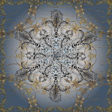 Vektör. Duvar kağıtları ve ambalaj için güzel bir desen. Vintage renkli. Tarafsız, mavi, beyaz renklerde desenler. Barok tarzında kusursuz desen. Rokoko tarzında zarif, zarif bir süsleme..