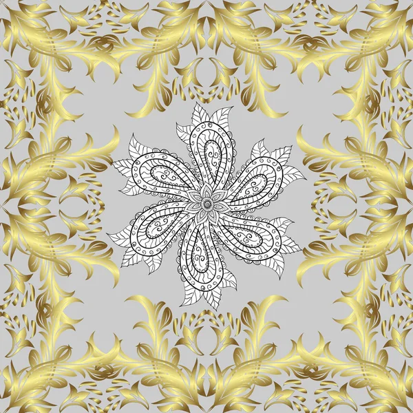 Illustration Grauen Gelben Farben Abstrakter Hintergrund Vektor Paisley Aquarell Blumenmuster — Stockvektor