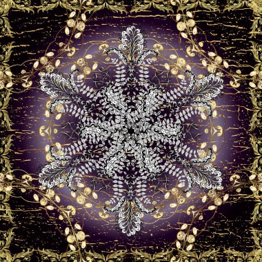 Beyaz, kahverengi ve siyah renklerdeki desenler. Etnik doğu tarzında dekoratif desen. Tasarım, kına, Mehndi ve dövme için kusursuz vintage elementler.