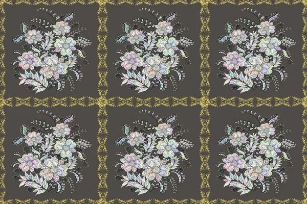 Bezešvé Květinový Vzor Květiny Šedé Hnědé Neutrální Barvy Akvarel Stylu — Stock fotografie