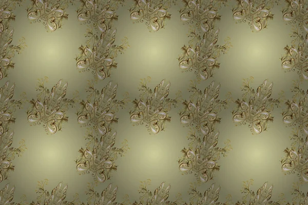 Traditional classic golden pattern. oriental ornament. Seamless oriental ornament in the style of baroque. Golden pattern on yellow, beige and neutral colors with golden elements.