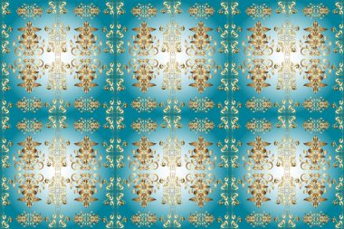 Geleneksel oryantasyon süsü. Klasik klasik klasik arka plan. Klasik altın pürüzsüz desen. Altın elementlerle bej, mavi ve nötr renklerde kusursuz desen.