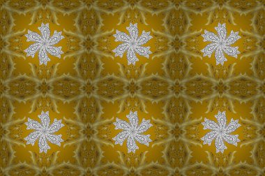 Sarı, beyaz ve nötr renklerde altın tekrarlayan elementler içeren vektör soyut arka planı. Kusursuz oryantal klasik altın desen.