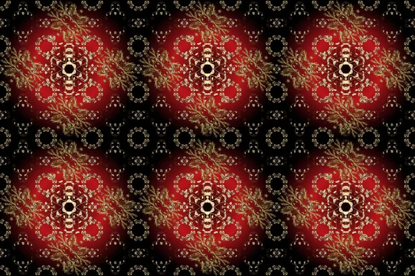 Traditional Orient Ornament Seamless Pattern Black Red Brown Colors Golden — Stock Fotó