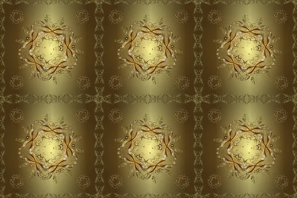 Christmas Snowflake New Year 2019 Seamless Vintage Pattern Yellow Neutral — Stockfoto