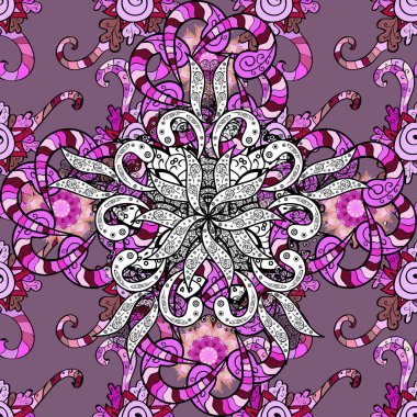 Vektör çizimi. Siyah, beyaz ve pembe renklerde soyut Mandala.