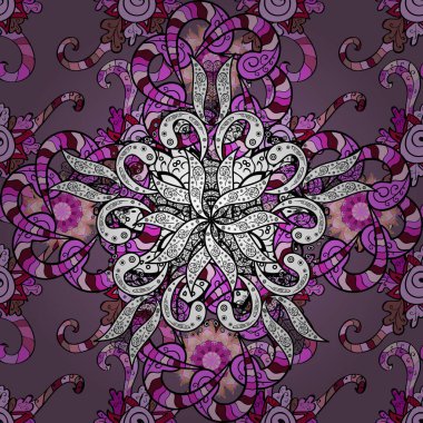 Mandala, kabile eskizi, siyah, pembe ve beyaz renkli bir madalyon. Bohem dekoratif unsur, Hint kınası tasarımı, vektör retro çember süsü. Soyut sanat çiçeğiyle desen.