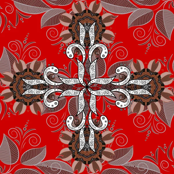 Art Colorful Ornament Brown Red Gray Colors Ornate Eastern Mandala — Fotografia de Stock