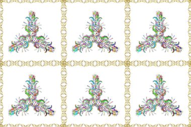 Klasik klasik klasik arka plan. Klasik altın pürüzsüz desen. Tarafsız, yeşil ve beyaz renklerde altın elementlerle kusursuz desen. Geleneksel oryantasyon süsü.