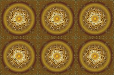 Altın desenli bukleler. Doğu tarzı arabesk. Kahverengi, bej ve sarı renklerde altın elementler. altın desen.