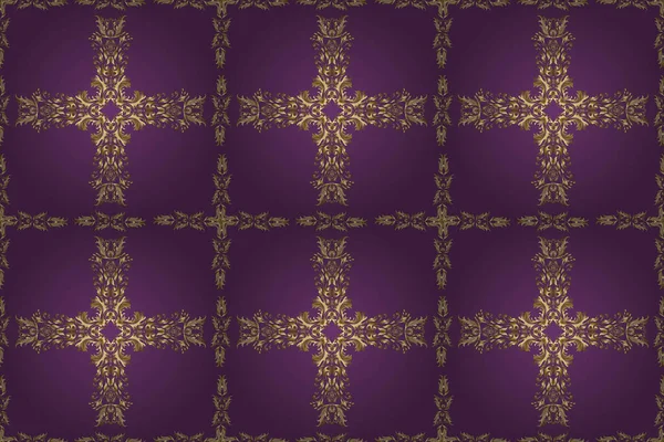 Graphic modern seamless pattern on neutral, brown and purple colors. Wallpaper baroque, damask. Seamless background. Seamless floral pattern.
