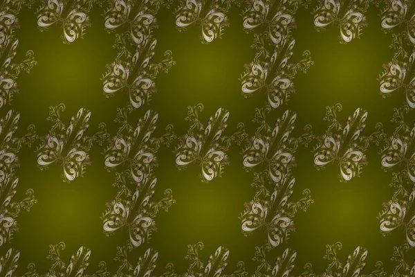 Golden Element Brown Green Yellow Colors Gold Floral Ornament Baroque — Stockfoto