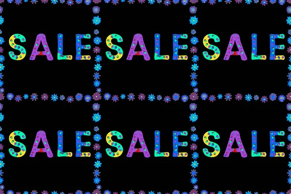 Picture Black Blue Green Colors Seamless Pattern Sale Promotion Banner — Stockfoto