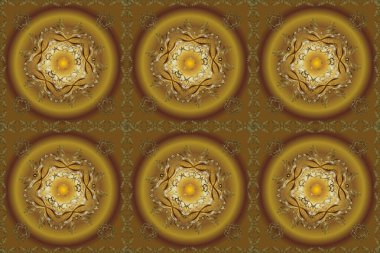 Altın desenli bukleler. Doğu tarzı arabesk. Kahverengi, bej ve sarı renklerde altın elementler. altın desen.