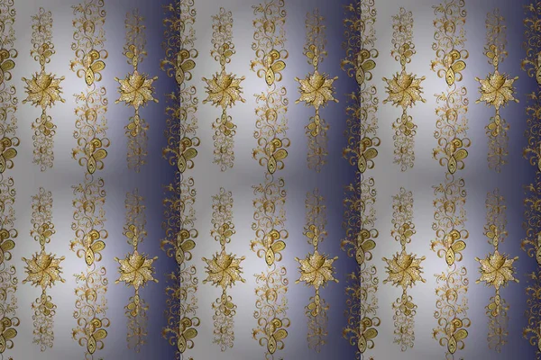 Luxury furniture. Furniture in classic style. Neutral, gray and violet backdrop with gold trim. Seamless element woodcarving. Pattern on gray, violet colors with golden elements. Small depth of field.