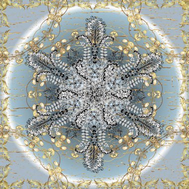 Doğulu tarzı. Tarafsız, mavi ve beyaz renklerde elementler. Kusursuz. Çiçekli, dikişsiz desen. - Sanat. Tasarım tekstil, kağıt, duvar kağıdı için.