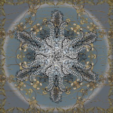 Herhangi bir tasarım projesi için. Tamamen düzenlenebilir. Kumaş, kağıt ve ambalaj için uygun. Mavi, beyaz ve nötr renklerde vektör deseni. Kusursuz..