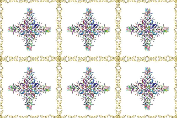 Flat Flower Elements Design Colour Summer Theme Seamless Pattern Background — Stockfoto