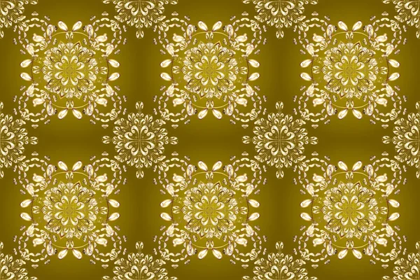 Złoty Wzór Żółtych Beżowych Brązowych Kolorach Złotymi Elementami Raster Vintage — Zdjęcie stockowe