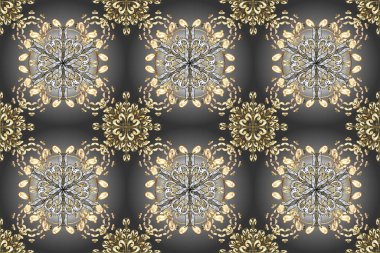 Soyut dekoratif etnik mandala kusurlu, pürüzsüz desen. Gri, kahverengi ve beyaz renkler. Renkli elementler.