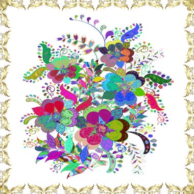 Yatak çarşafları, ceket, paket tasarımı, kumaş ve moda kavramları için tekstil baskısı. Kusursuz etnik tasarım. Çiçekleri, deniz kabukları, mandalaları ve suluboya efektleri olan deniz altyapısı.