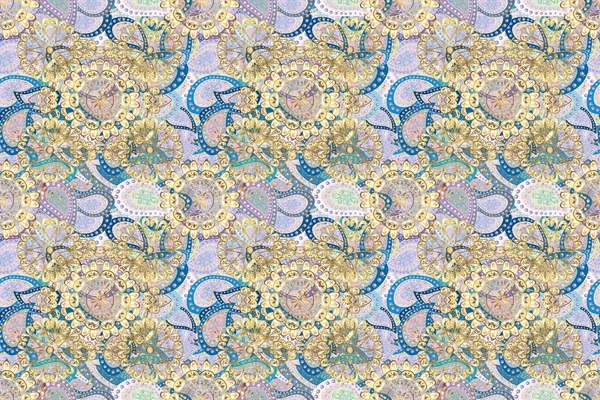 Swirl Curl Pattern Blue Beige Neutral Colors Vintage Style Perfect — Φωτογραφία Αρχείου