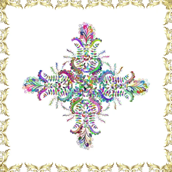 Christmas Snowflake New Year Vintage Pattern Neutral Green White Colors — 图库照片