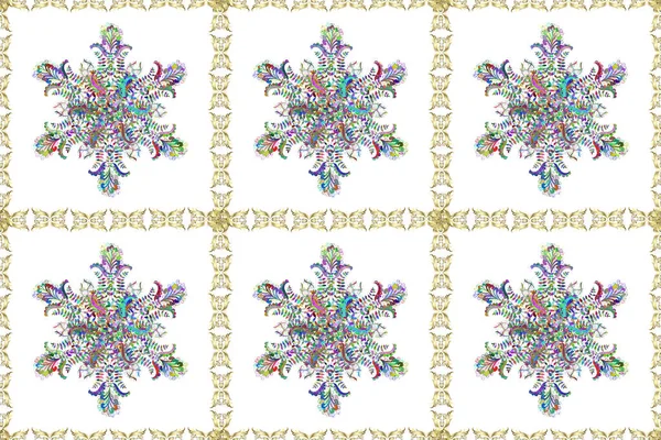 Raster Illustration Flowers White Neutral Green Colors Seamless Pattern Floral - Stock-foto
