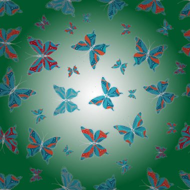 Vector butterflies pattern. Pictures in neutral, green and blue colors witg tropical butterflies. Perfect for wallpapers, web page backgrounds, surface textures, textile. Abstract seamless background.