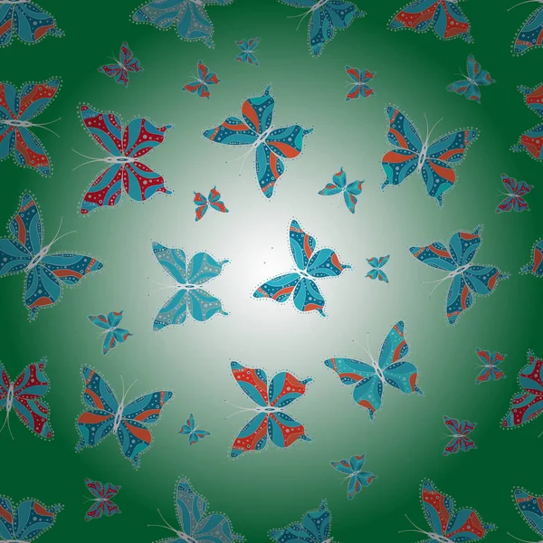 Vector Vlinders Patroon Foto Neutrale Groene Blauwe Kleuren Witg Tropische — Stockvector