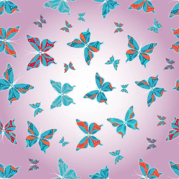 Endless. Fashion Fabric Design. Sketch, doodle, scribble. Seamless abstract floral background with butterflies.