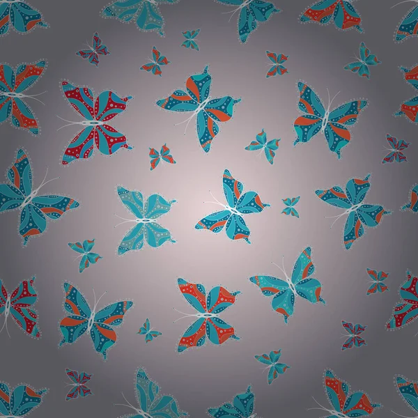 Vector Illustration Design Butterflies Endless Seamless Butterflies Neutral Blue Gray —  Vetores de Stock