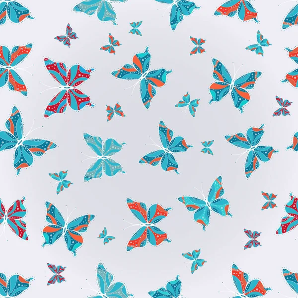 Illustration Vectorielle Mignonne Papillons Motif Sans Couture Dans Des Couleurs — Image vectorielle