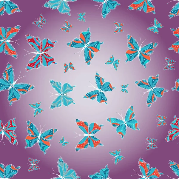Summer Background Butterflies Purple Blue Colors Vector Background Moth Simple — Stock Vector