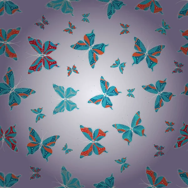 Patrón Mariposas Vectoriales Ilustración Colores Gris Azul Neutro Diseño Tela — Vector de stock