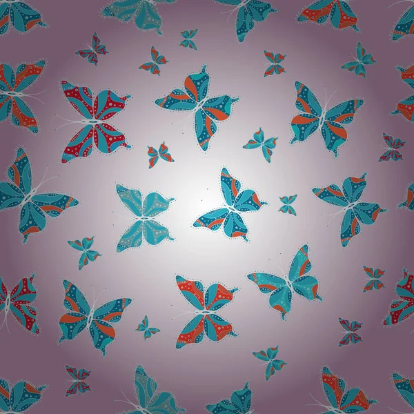Mariposa Sobre Fondo Azul Neutro Blanco Ilustración Vectorial Patrón Femenino — Vector de stock