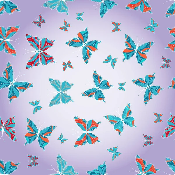 Decoratief Met Met Hand Getrokken Vlinders Kleurrijke Romantische Vlinders Naadloze — Stockfoto