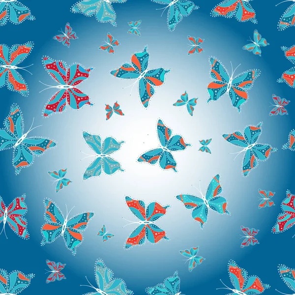 Illustration Couleurs Neutres Bleues Blanches Modèle Sans Couture Papillons Silhouette — Photo
