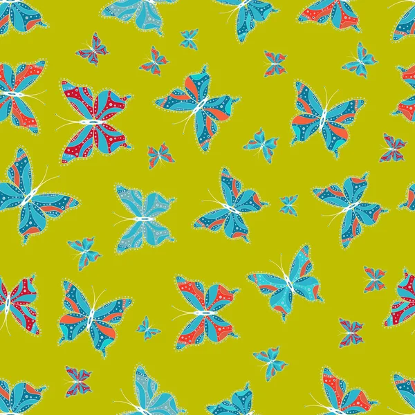 Decorative Hand Drawn Butterflies Fashion Nice Fabric Design Picture Blue — Photo