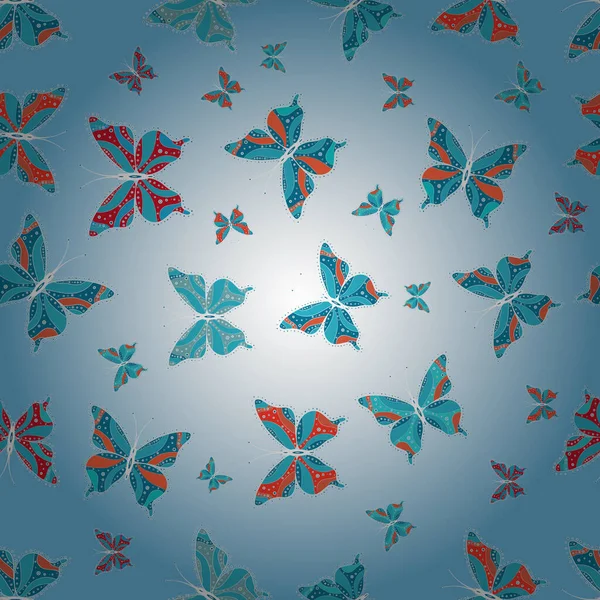 Butterflies Pattern Vector Illustration White Blue Neutral Colors Abstract Seamless —  Vetores de Stock