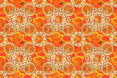 Barok tarzında kusursuz bir doğulu süsü. Turuncu, sarı ve bej renklerinde klasik altın desenler..