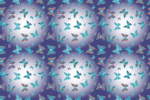 Cute Trend Butterflies Traditional Folk Nice Decor Blue Violet Neutral — Fotografia de Stock