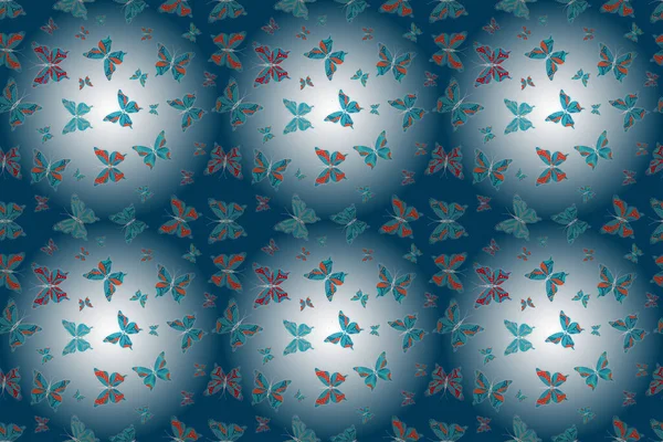 Cute Butterfly Seamless Pattern Neutral White Blue Colors Butterfly Floral — ストック写真