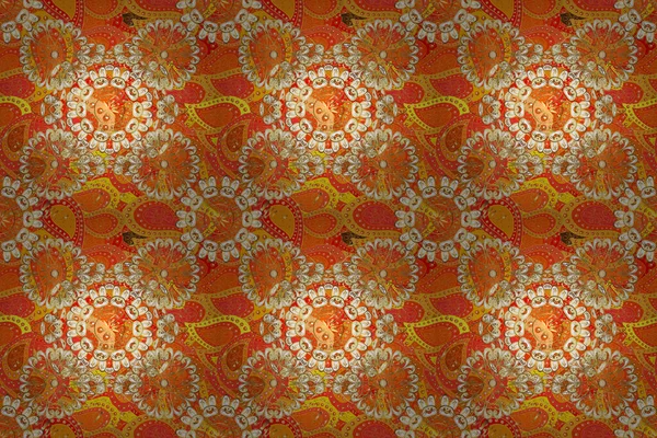 Ornate Raster Decoration Golden Pattern Orange Yellow Beige Colors Golden — Stockfoto