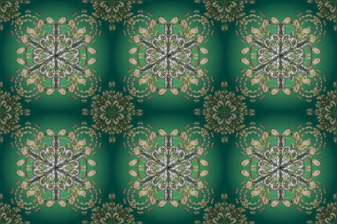 Mavi, beyaz ve yeşil renklerde oryantal renkli desen. İslam, Arapça, Hintçe, Türkçe, Pakistanca, Çince, sedirce motifleri. Soyut Mandala. Raster illüstrasyonu. Klasik dekoratif öğeler.