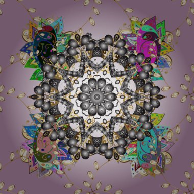 Çiçek süslemesi kusursuz desen. Vektör illüstrasyonunda gri, kahverengi ve nötr doku.