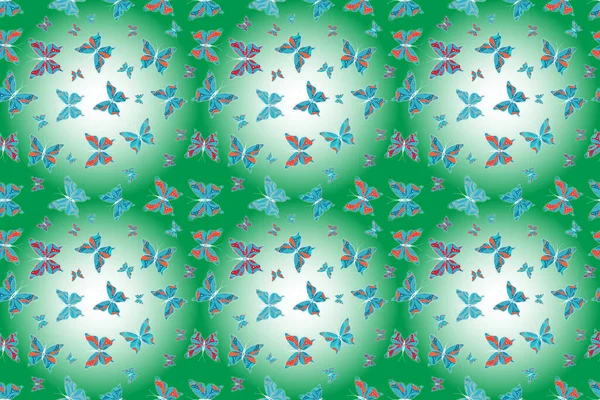 Bright Seamless Pattern Butterflies Picture Blue Green Neutral Colors Fashion —  Fotos de Stock