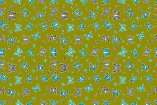 Skizzieren Kritzeln Kritzeln Endlos Wiederholte Schmetterlinge Niedliche Mädchenhafte Nahtlose Muster — Stockfoto