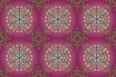 Doğuya özgü bir süs. İslam tasarımı. Çiçek kiremitleri. Altın elementlerle bej, pembe ve beyaz renklerde altın desen. Raster altın tekstil baskısı.
